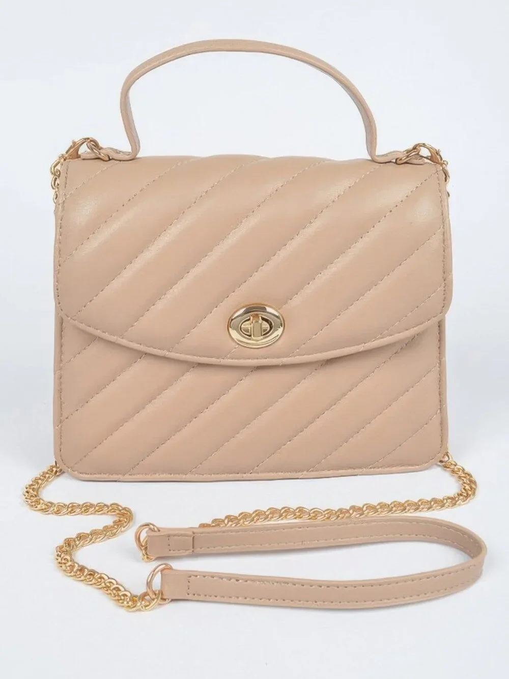 Quilted Top Handle Flap Bag